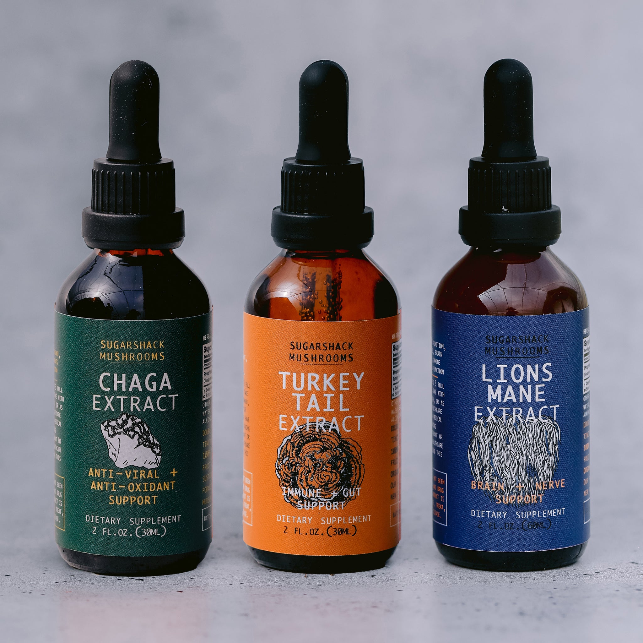 Antioxidant Brain and Immune Trio | Lion's Mane, Chaga & Turkey Tail